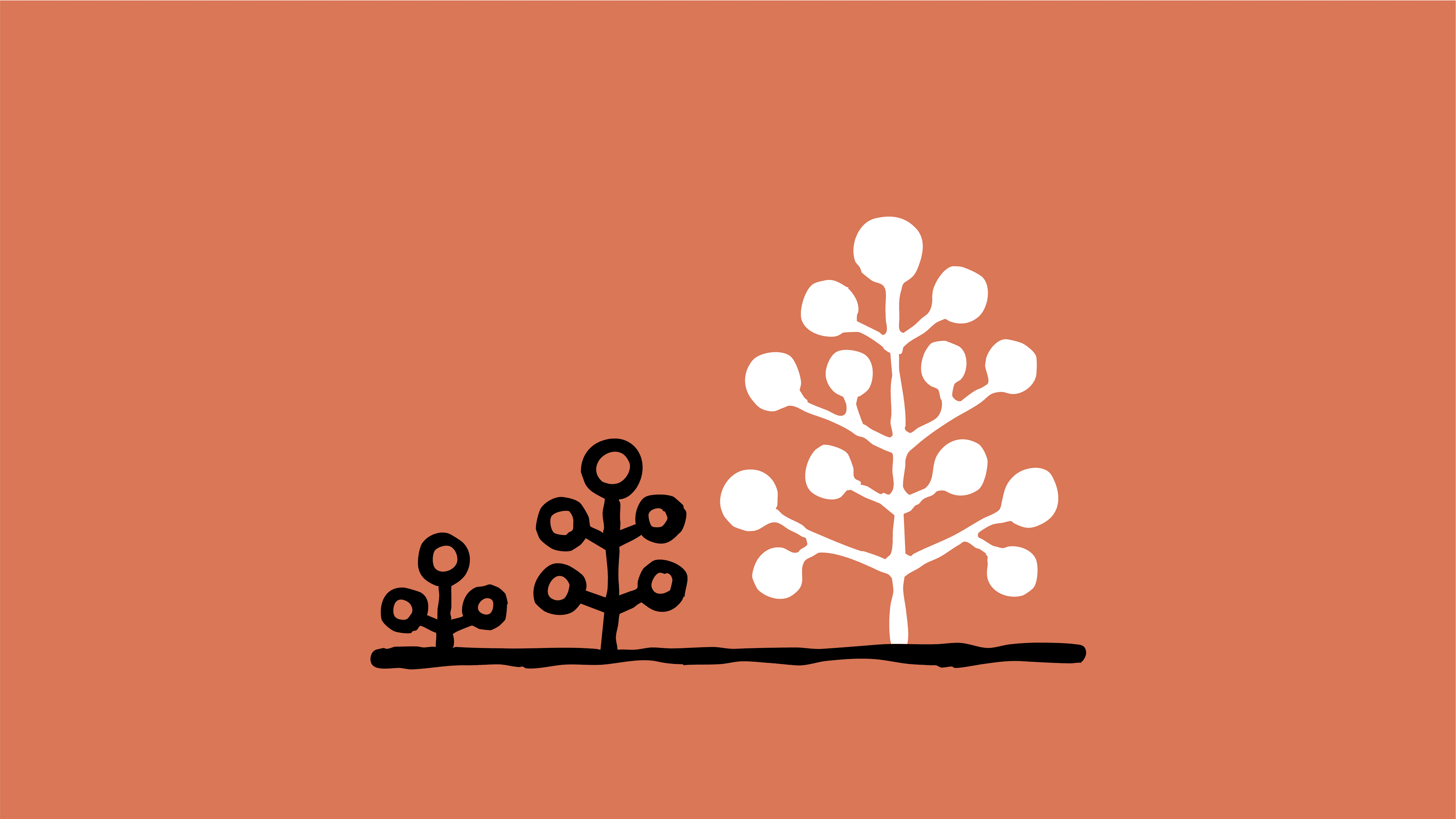 A set of three trees, with each getting bigger