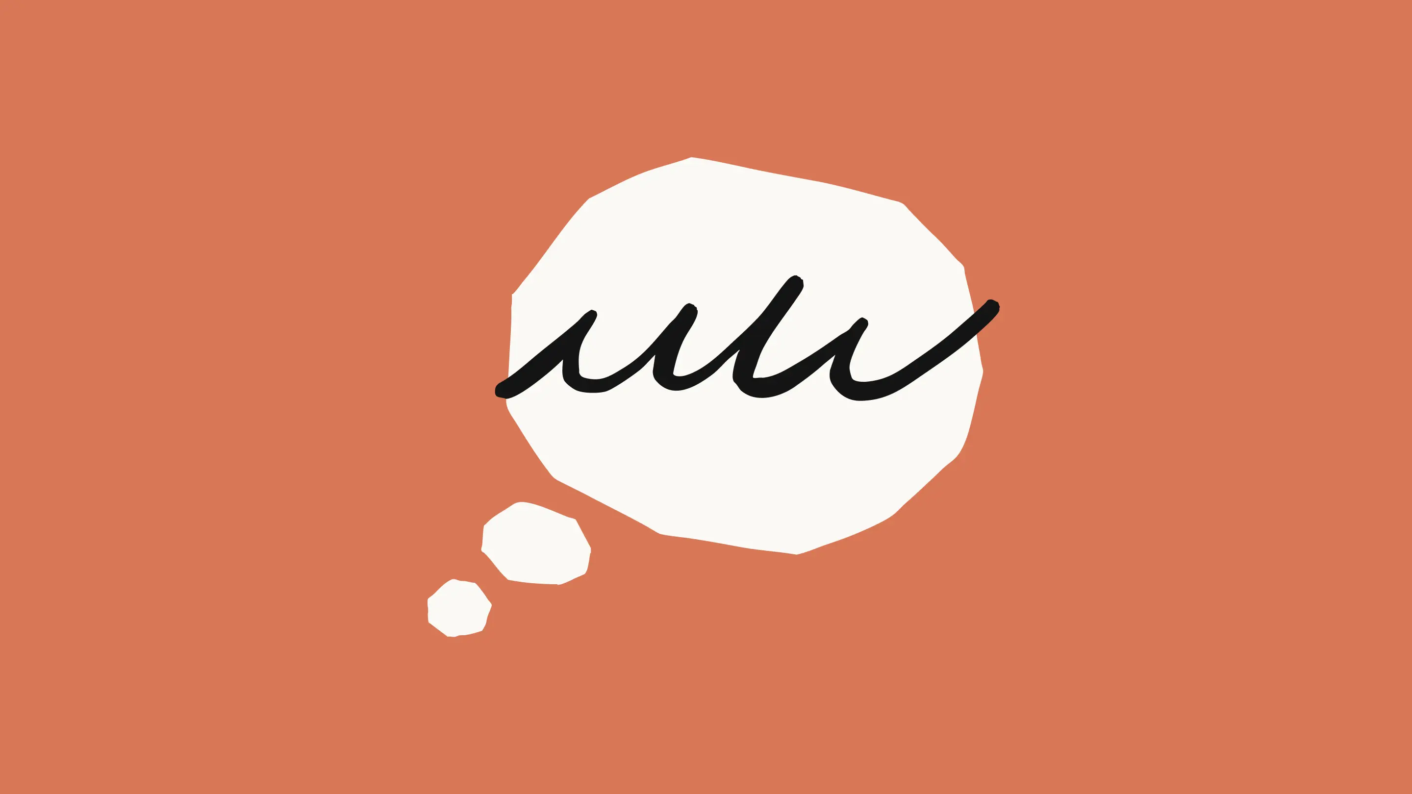 A stylized thought bubble illustration on an orange background
